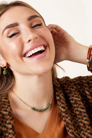 Collana a maglie con perline di pietra Black & Gold Stainless Steel h5 Immagine2